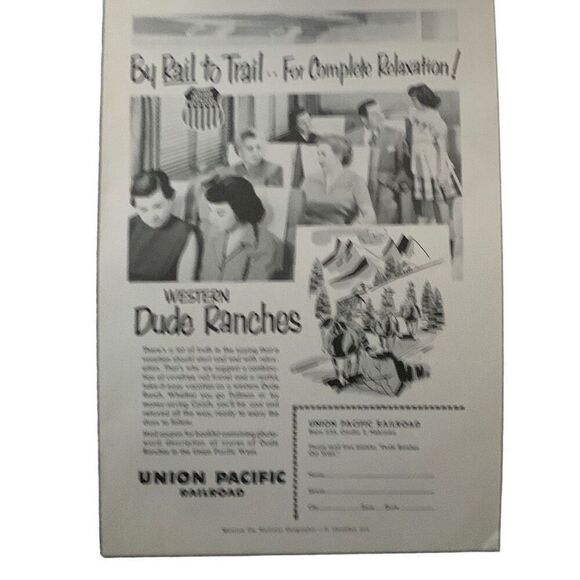 Vintage 1953 Union Pacific Rail to Trail Ad Advertisement - Picture 2 of 4